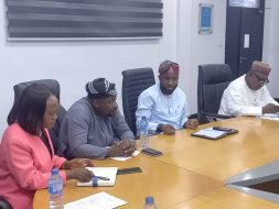 Photo: Left - *LWC, Executive Director, Operations, Engr. (Mrs.) Helen Omolanke Taiwo; the Chairman, House Committee, Environment Ministry, Hon. Lanre Afini; LWC Managing Director, Engr. Mukhtaar Tijani; and the Chairman, House Committee Environment Parastatal, Hon. Adebola Shabi, during the LAHA, Committee Environment Oversight visit to LWC, today, Wednesday 10th July, 2024*