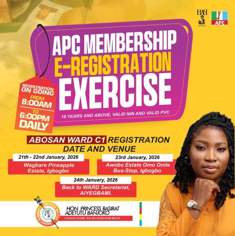 Hon. Basirat Banjoko Urges Abosan Ward Residents to Participate in APC E-Registration